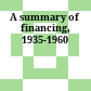 A summary of financing, 1935-1960