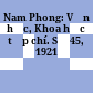Nam Phong: Văn học, Khoa học tạp chí. Số 45, 1921