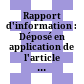 Rapport d'information : Déposé en application de l'article 145 du règlement par la commission de affaires étrangères : No 2373 /