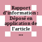 Rapport d'information : Déposé en application de l'article 145 du règlement par la commission de affaires culturelles, familiales et sociales : No 1581 /