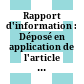 Rapport d'information : Déposé en application de l'article 146 du règlement par la commission de finances, de l'économie générale et du plan /