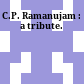 C.P. Ramanujam : a tribute.