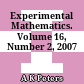 Experimental Mathematics. Volume 16, Number 2, 2007