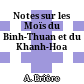 Notes sur les Moïs du Binh-Thuan et du Khanh-Hoa