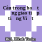 Câu trong hoạt động giao tiếp tiếng Việt