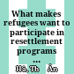 What makes refugees want to participate in resettlement programs or services? Insider’s perspective