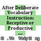 After Deliberate Vocabulary Instruction: Receptive or Productive Practice First? :