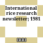 International rice research newsletter; 1981