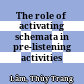 The role of activating schemata in pre-listening activities :