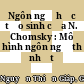 Ngôn ngữ học tạo sinh của N. Chomsky : Mô hình ngôn ngữ thứ nhất /