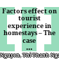 Factors effect on tourist experience in homestays – The case of Dalat city, Lam Dong province, Viet Nam