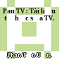 Pan TV : Tài liệu tự học sửa TV.