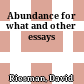 Abundance for what and other essays