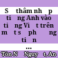 Sự thâm nhập tiếng Anh vào tiếng Việt trên một số phương tiện truyền thông đại chúng ở Việt Nam