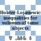 Holder-Lojasiewicz inequalities for volumes of tame objects